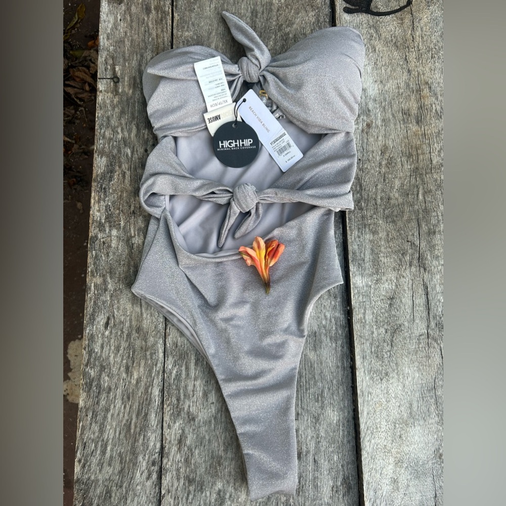 NWT Amuse Society one pice bathing suit silver xs